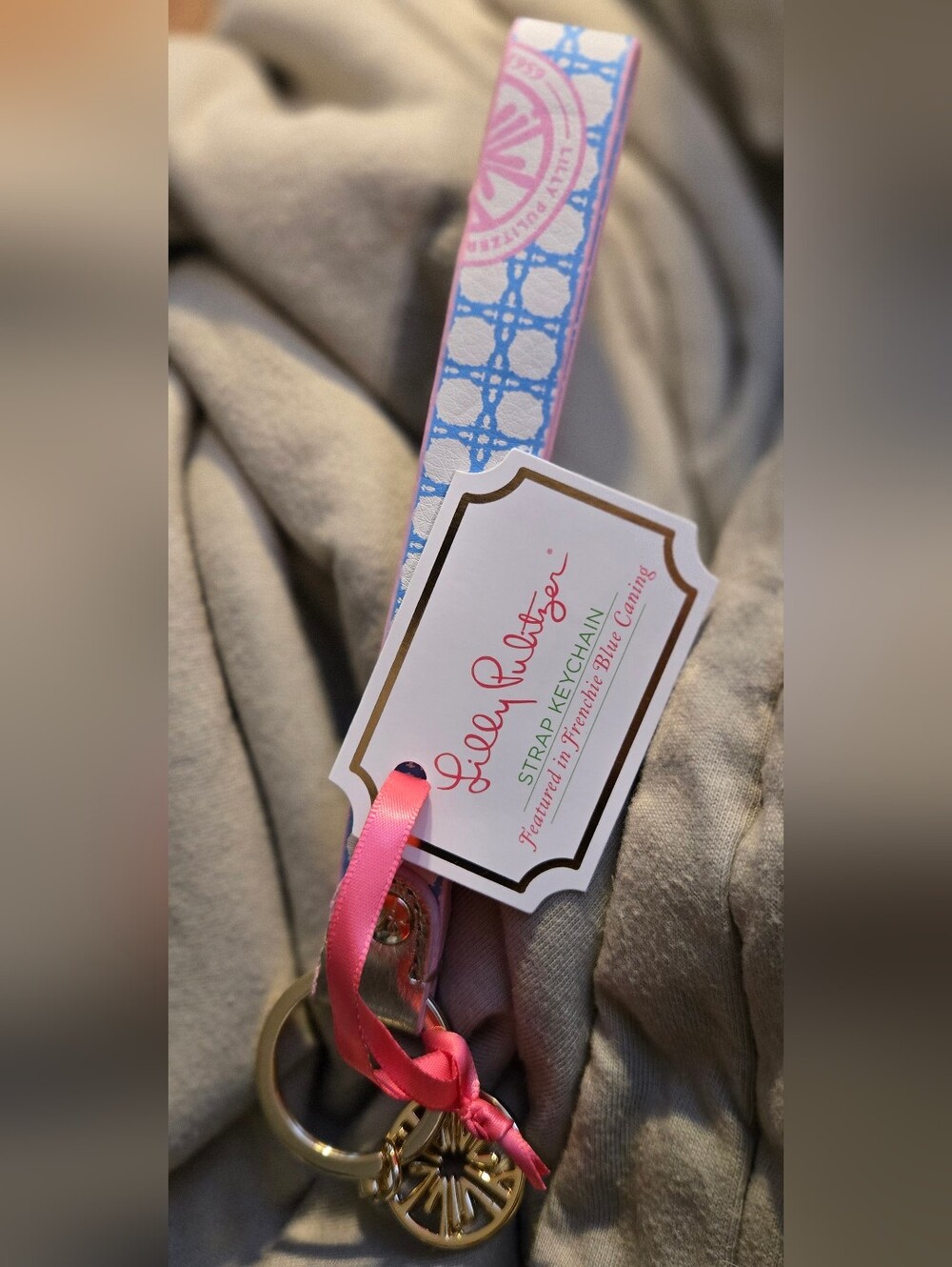 Lilly Pulitzer Strap Keychain Wristlet Key Fob with Gold Hardware